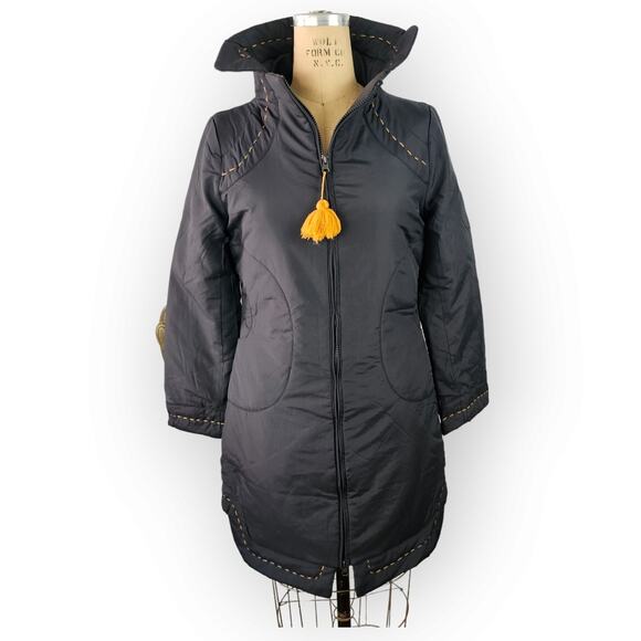 Cop Copine Paris lightweight black knee length puffy coat size EU8 US4 - Picture 1 of 13